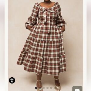 Ivy City Co. Women's Merry Dress in Holiday Plaid Size 2X 100% Cotton